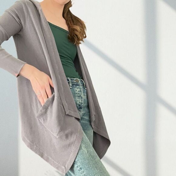 Splendid Waffle Knit Wrap Open Cardigan M - Picture 2 of 14